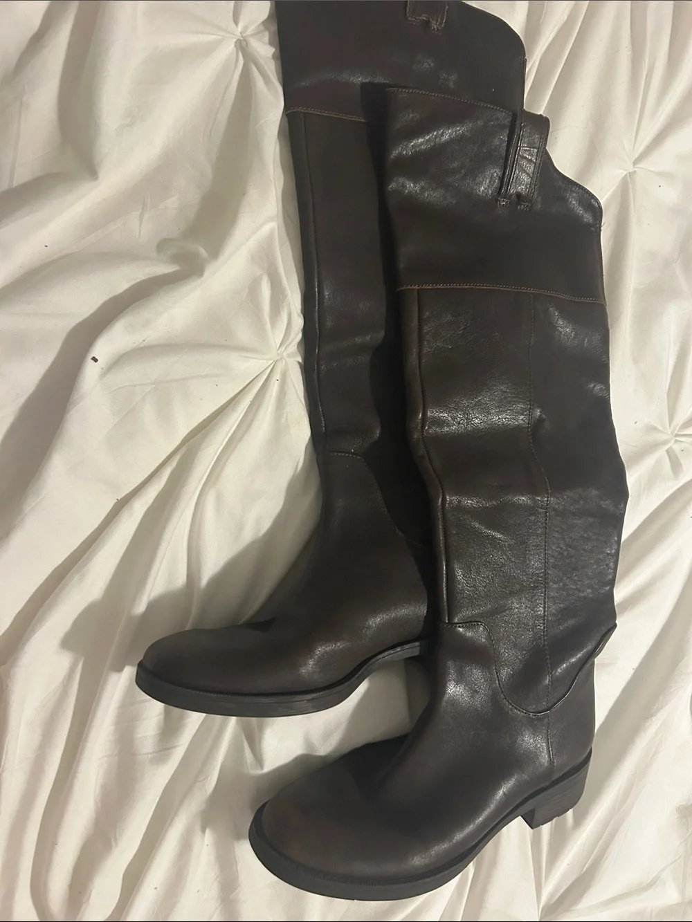 Enzo Angiolini Dark Brown Over-the-Knee Leather Boots